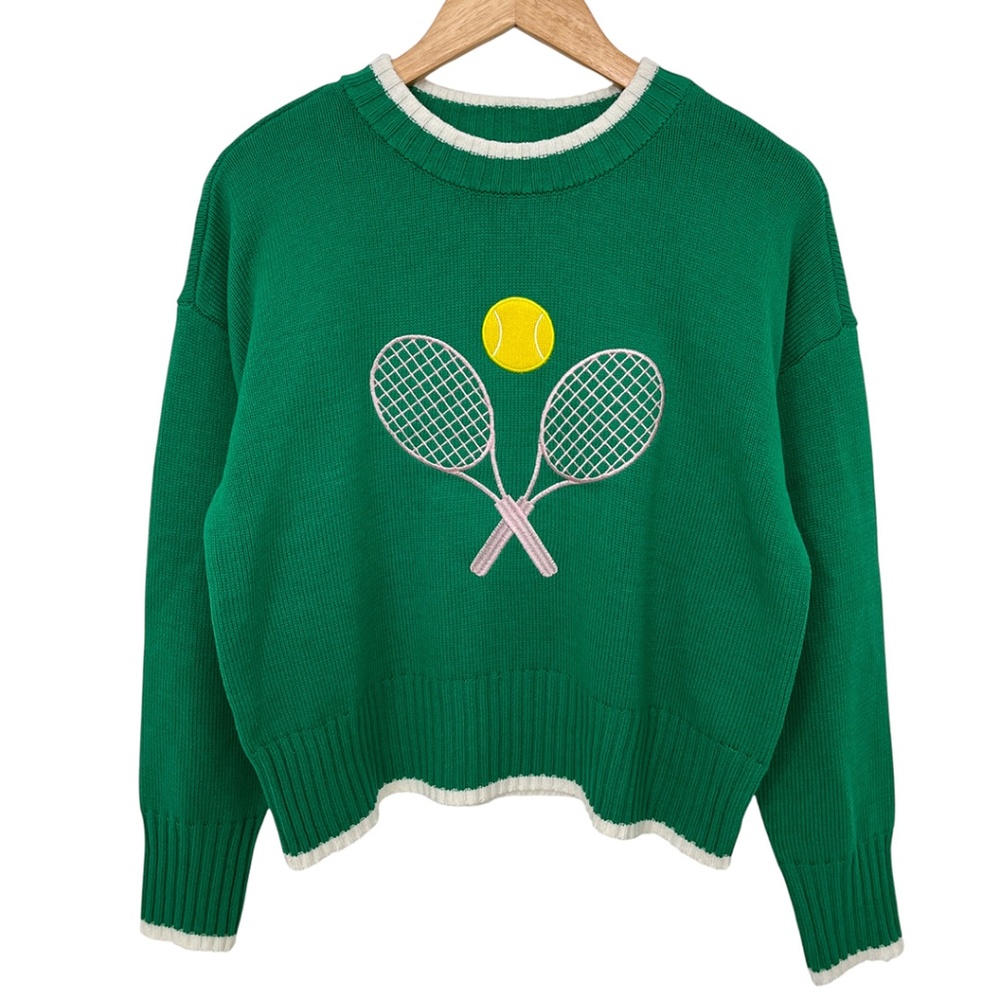 NWT M by Marled Tennis Racquet Sweater Green Women's Medium